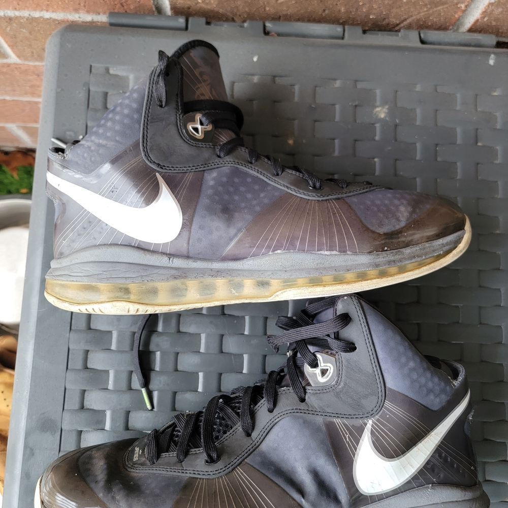 Lebron Nike Men’s Black and White High-Top Basketball Sneakers